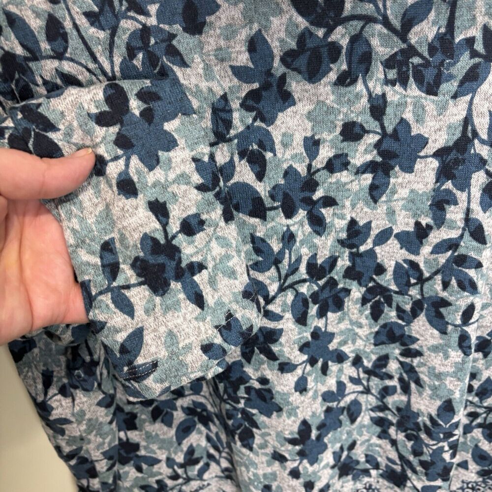 Zac and Rachel Womens 2x Tunic Top Cowl Neck Long Sleeve Blue Gray Mixed Floral - Picture 4 of 7